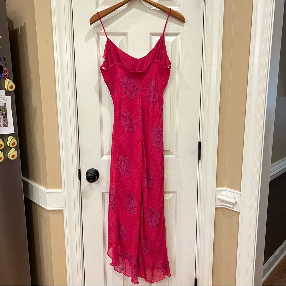 Y2K Rampage Asymmetrical Ruffle Hem Dress Midi Pink Floral Paisley Women’s M - Picture 6 of 8